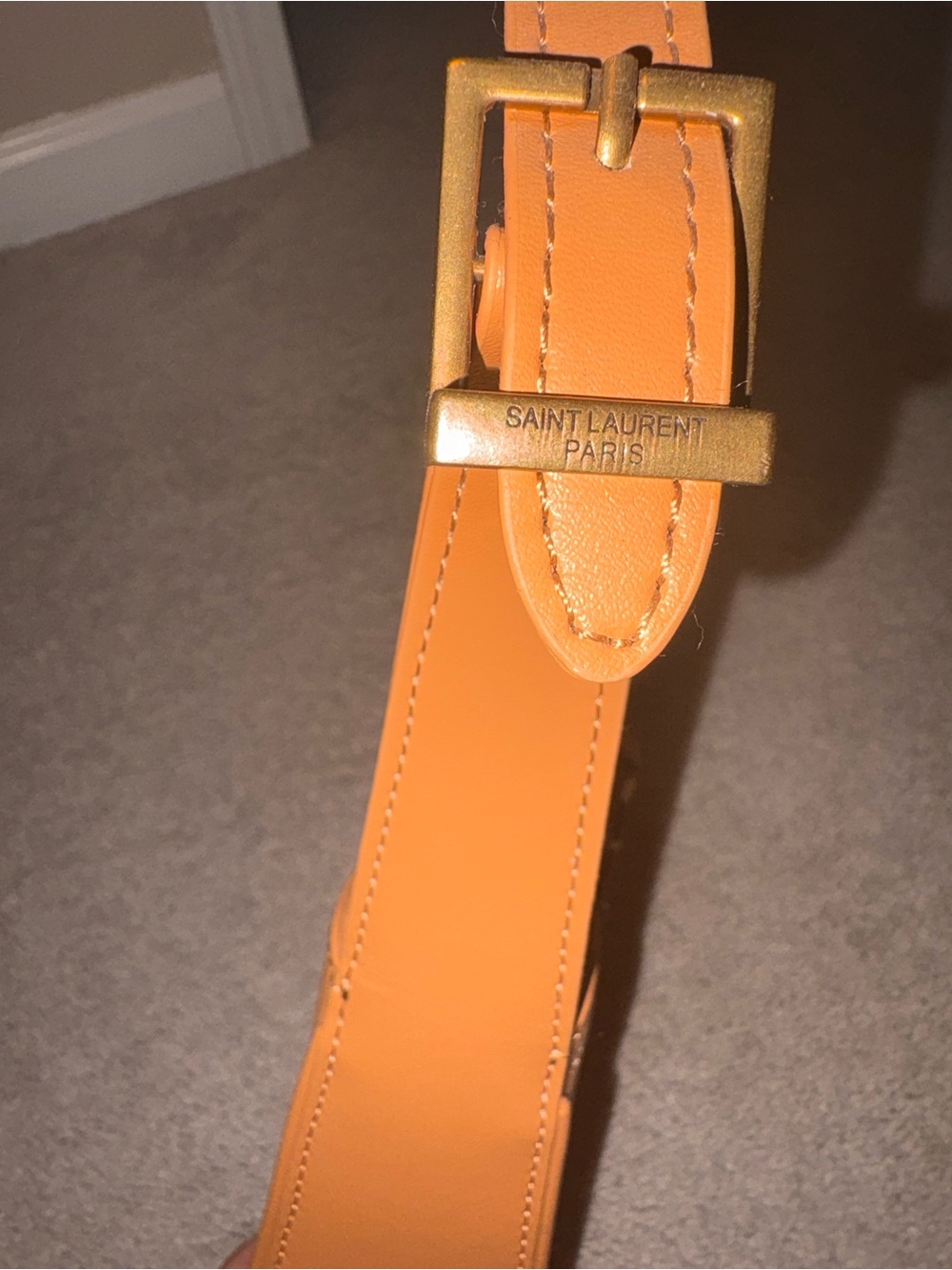 Tan Leather Shoulder Bag with Logo - Picture 2 of 6